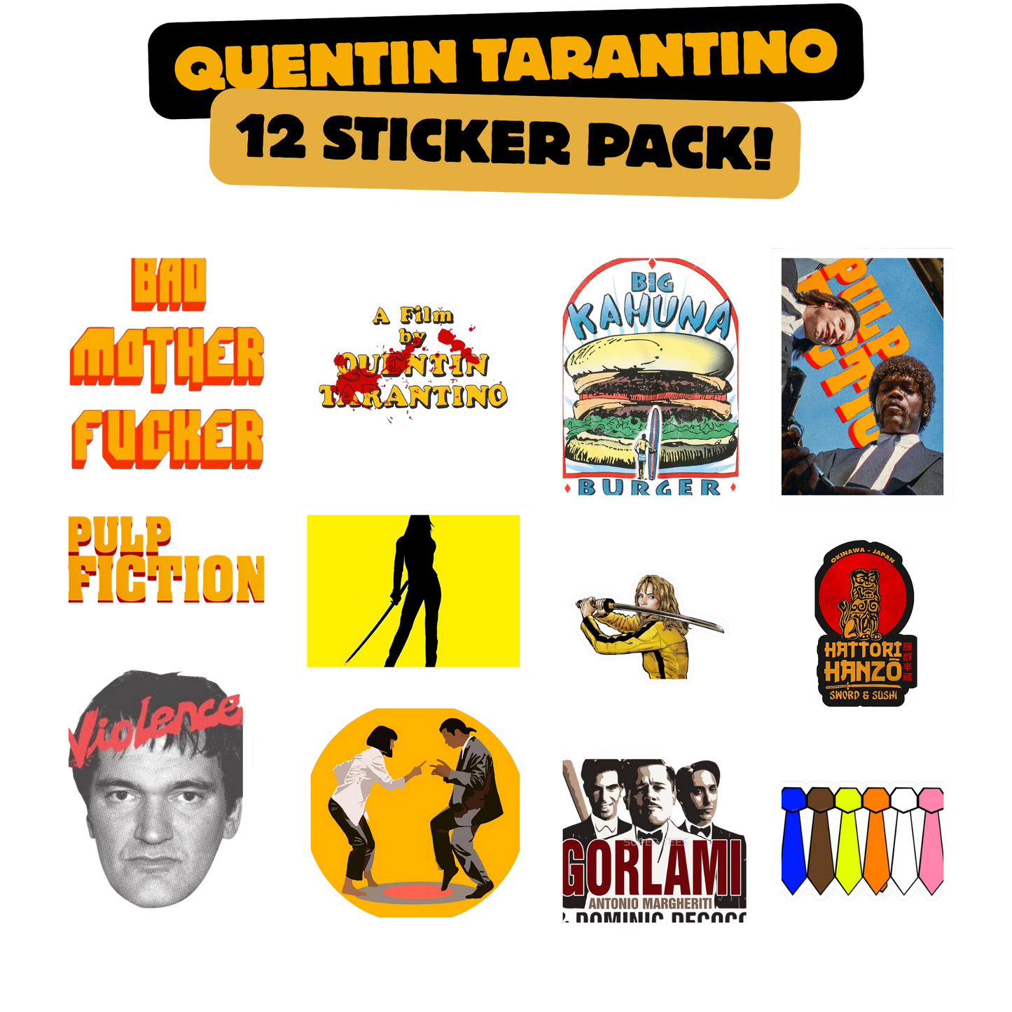 Quentin Tarantino 12 sticker Pack I Sticker Pack Poster Printing Company