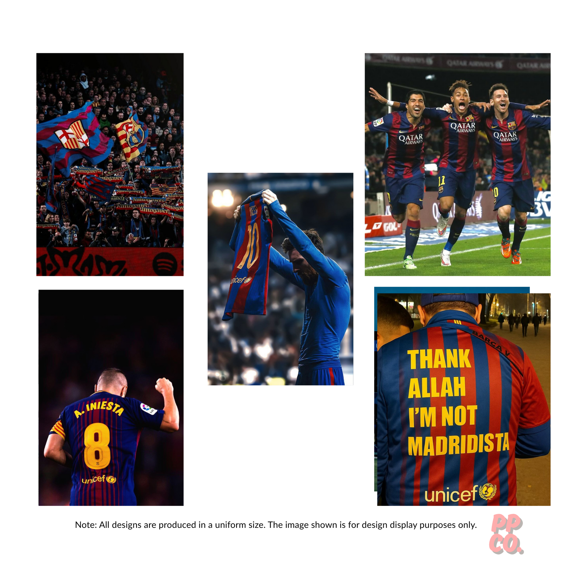 FC BARCELONA Pack of 5 | Phone Cover Posters | Mini Football Posters Set Poster Printing Company