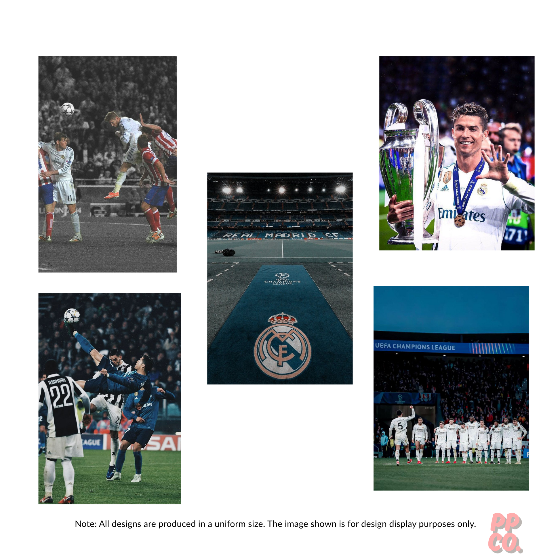 Real Madrid  Pack of 5 | Phone Cover Posters | Mini Football Posters Set Poster Printing Company
