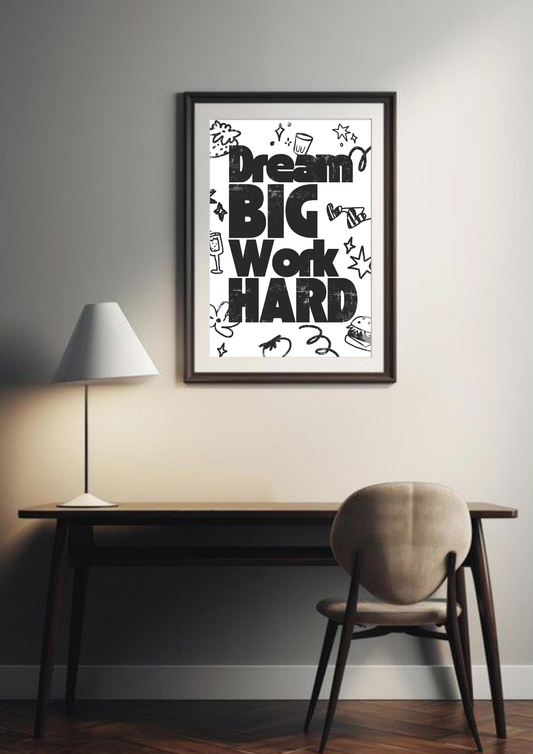 Dream Big and Work Hard | Quote| Motivational Poster