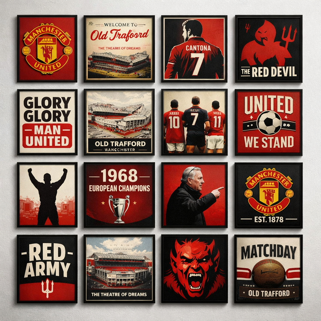 Manchester United Posters Set | Set of 16 A5 Posters