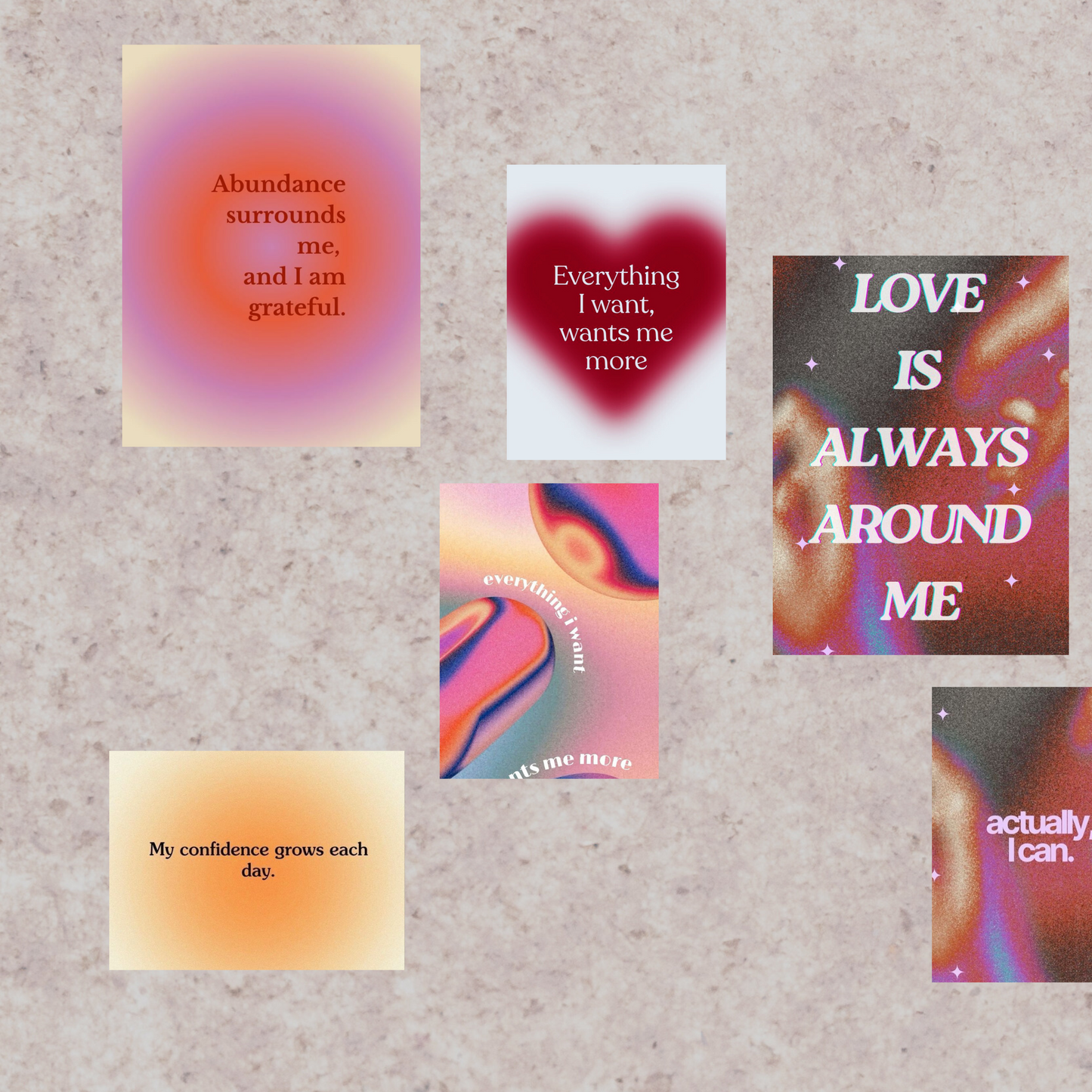 Affirmations Posters Collage Set | Set of 6 A4 Posters & 12 A5 Posters