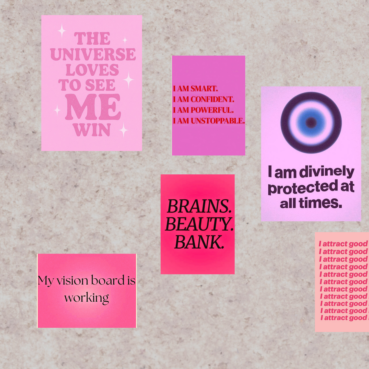 Affirmations Posters Collage Set Pink | Set of 6 A4 Posters & 12 A5 Posters