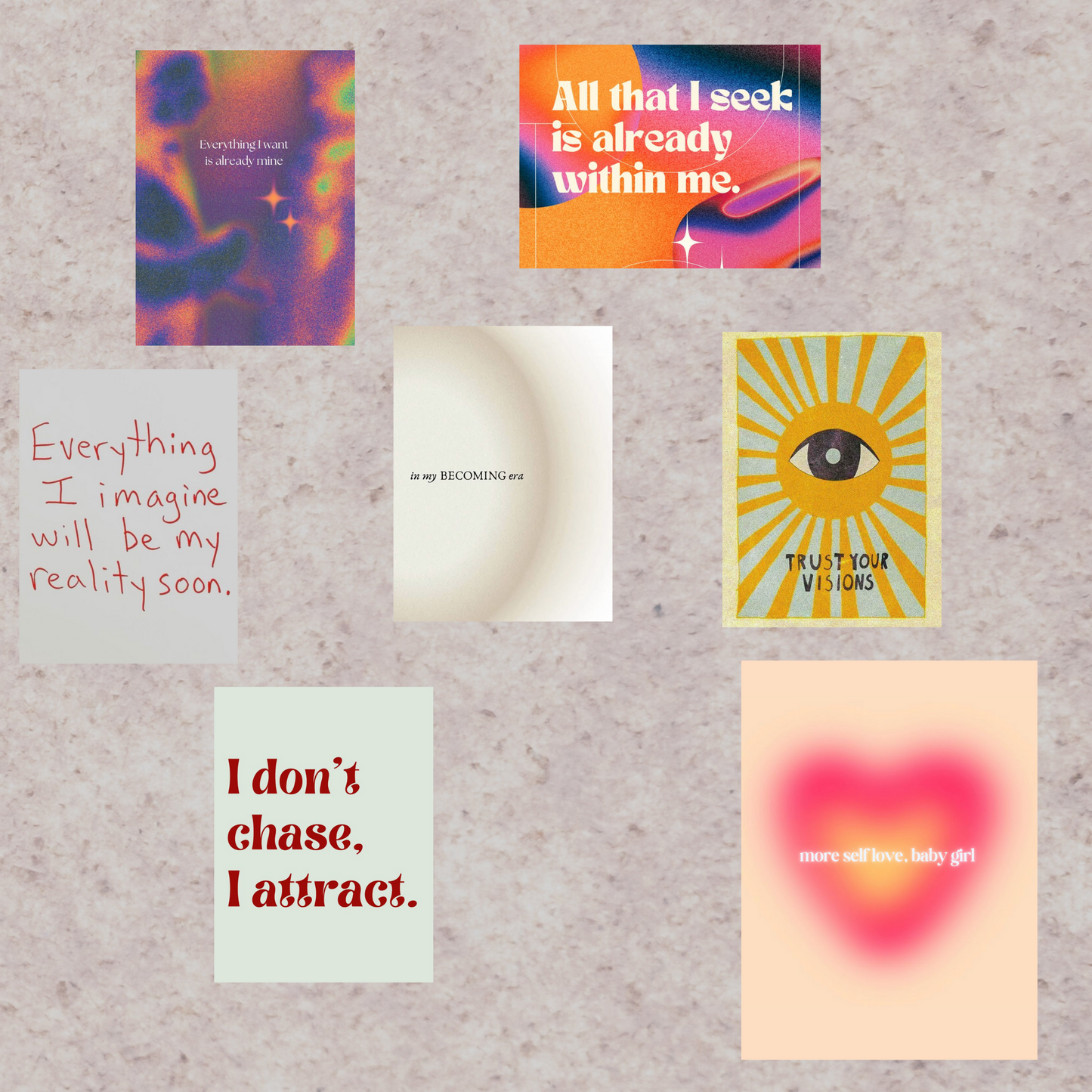Affirmations Posters Collage Set | Set of 6 A4 Posters & 12 A5 Posters